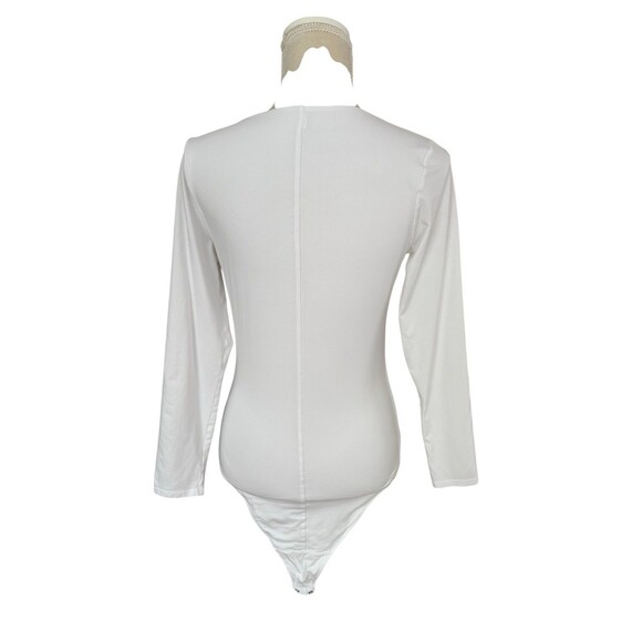 Everlane Supima Cotton V Neck Bodysuit Women's Sz Large Long Sleeve Snap Crotch - Picture 4 of 11